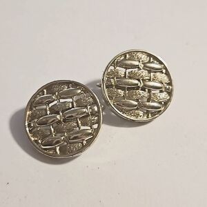 Clip Back Earrings Marked Coro Basket Weave
